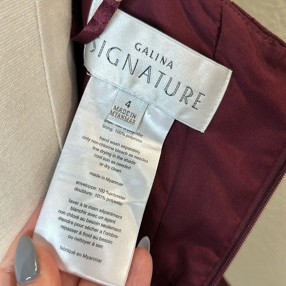 Galina Halter Corseted Bustier Draped Formal Gown Prom Burgundy Size 4 Wedding - Picture 8 of 15